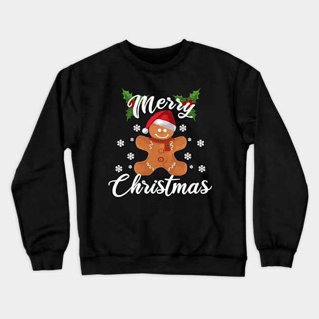 Merry Christmas Happy Gingerbread Santa Claus Crewneck Sweatshirt by dnlribeiro88
